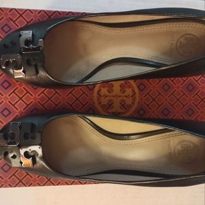 Tory Burch Lowell black leather 65mm wedge size 8 1/2